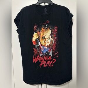 Universal Black Tee with Red Horror Graphic